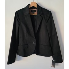 MNG Collection Black Blazer Jacket Women's Size S Single Button Tailored Fit