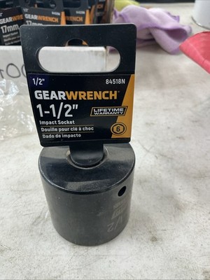 Gearwrench 84518N 1/2'' Drive 6 Point Shallow Impact Socket Standard SAE 1-1/2''