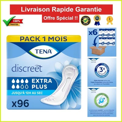 TENA Discreet Extra Plus - Serviettes Incontinence Femme - 96 Unités - Photo 1/4