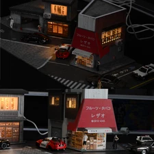 1:64 Diorama Garage Model LED Lighting Japanese Parking Lot Display Case Toy US