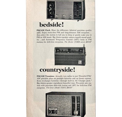 Admiral Radio Models And Clocks 1964 Advertisement Vintage Electronics DWII9