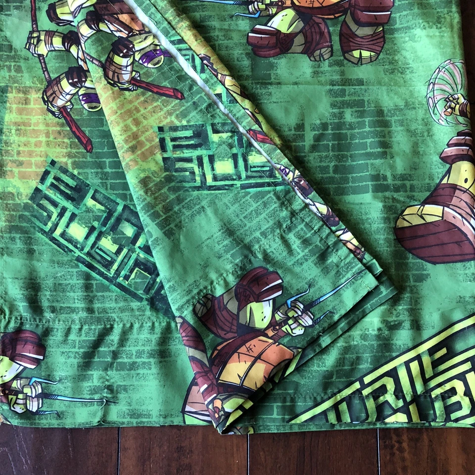 Sábana bajera plana tamaño completo Teenage Mutant Ninja Turtles verde Nickelodeon Foto 4 de 4