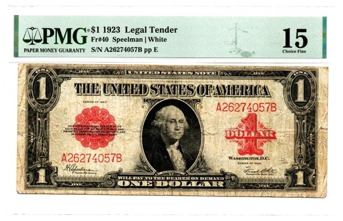 Fr. 40 1923 Legal Tender Note Speelman / White PMG Choice Fine 15 - 第 1/2 張圖片