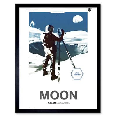NASA Modern Explorers Explore Moon Mars Lunar Architect Artemis Framed Art 9X7