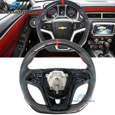 Fits 12-15 Chevy Camaro Cf Leather Steering Wheel W Red Stitching Indicator Fits 12-15 Chevy Camaro Cf Leather Steering Wheel W Red Stitching Indicator
