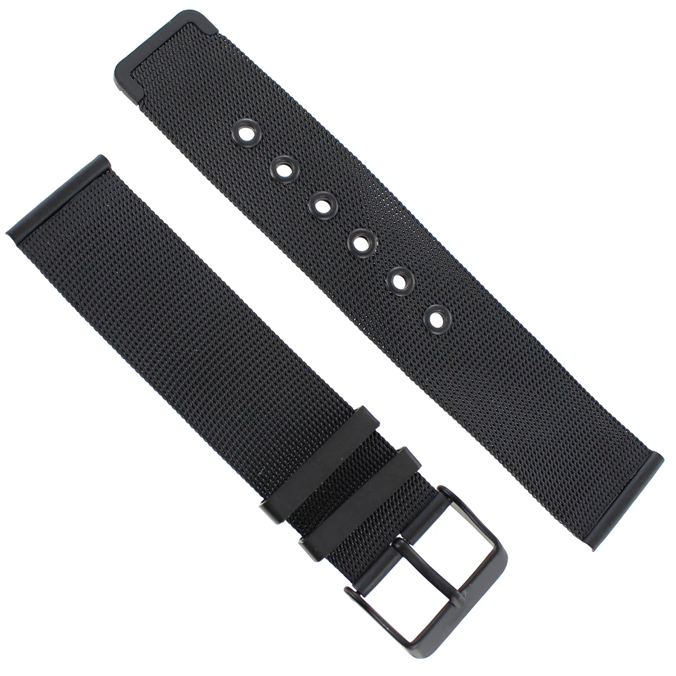 22 mm Milano PVD negro mate dos piezas malla fina con ojales correa de reloj para hombre ME005 Foto 3 de 4