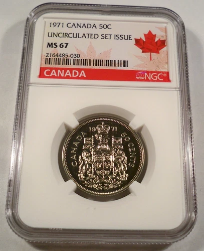 1971 CANADA NGC MS67 HALF DOLLAR VERY GOOD CAMEO EFFECT 50c MS 67