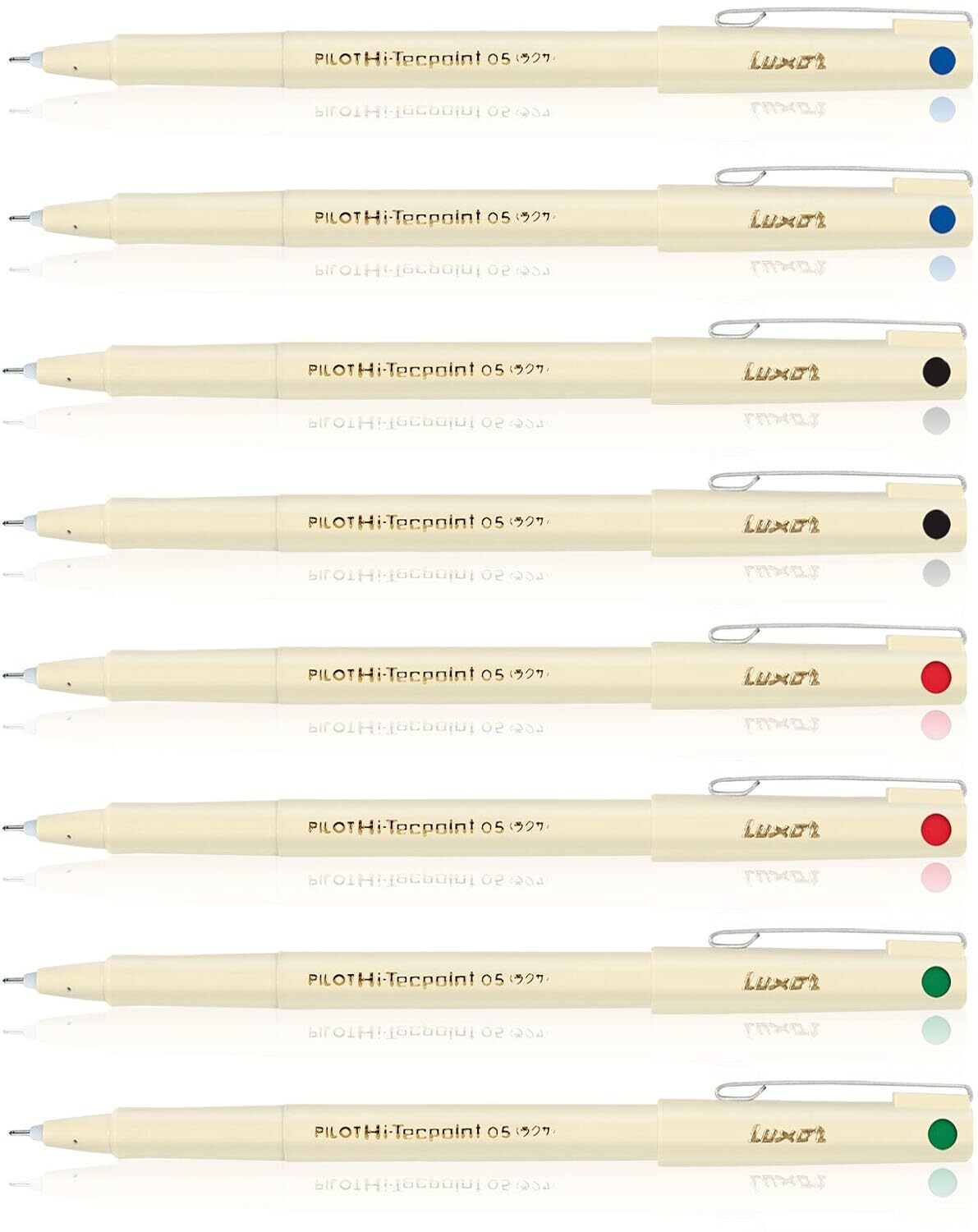 Pilot Hi-tecpoint 05 Pen (Blue/Black/Red/Green - Pack of 8)