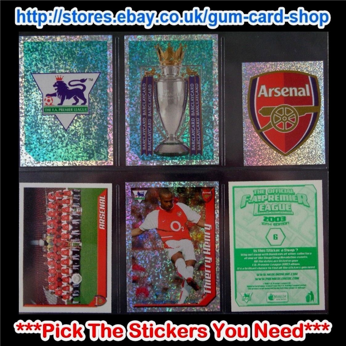 MERLIN PREMIER LEAGUE 2002-2003 (1 TO 99) *SELECT THE STICKERS YOU