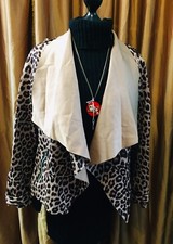 Cherry Koko Leopard Print Waterfall Jacket Brown Bnwt S