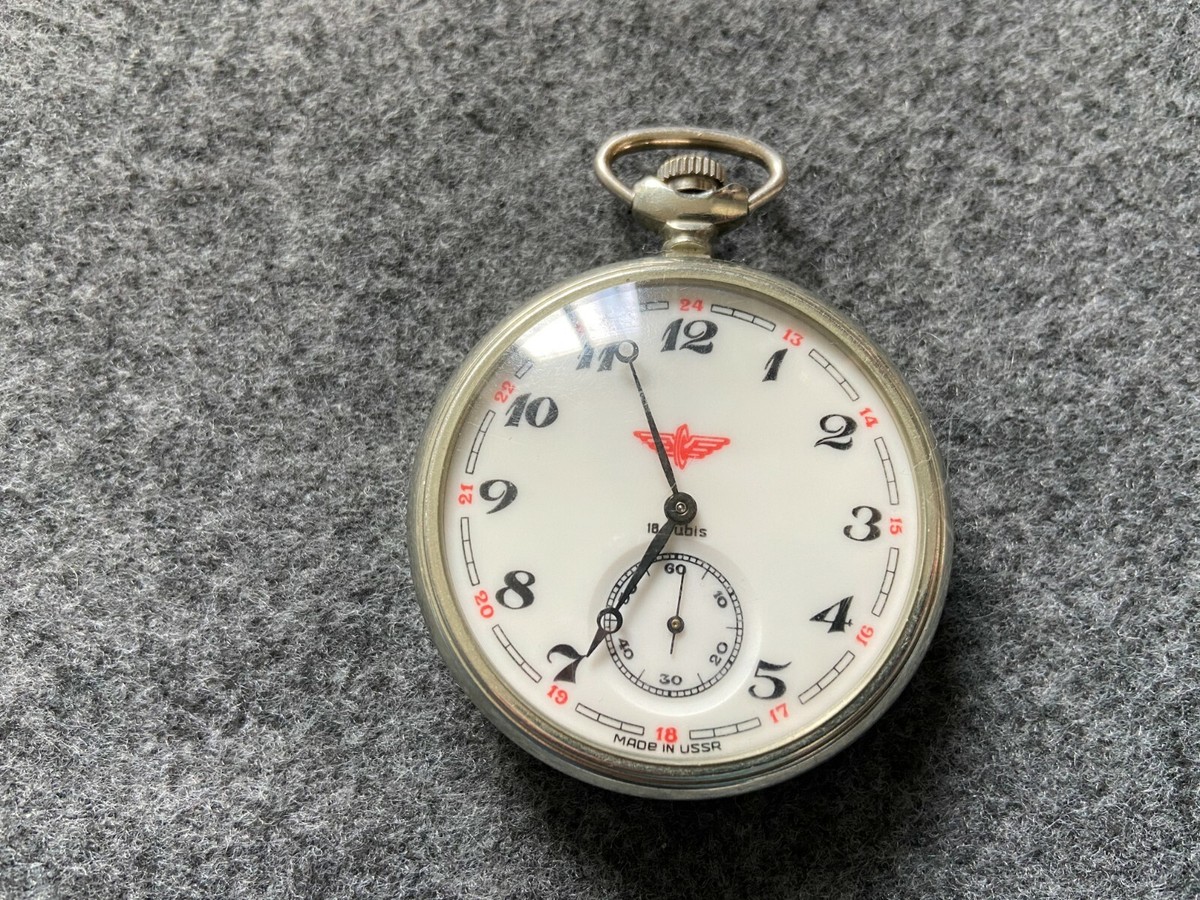 Made in the USSR 18 Rubis Mechanical Wind Up Pocket Watch | eBay