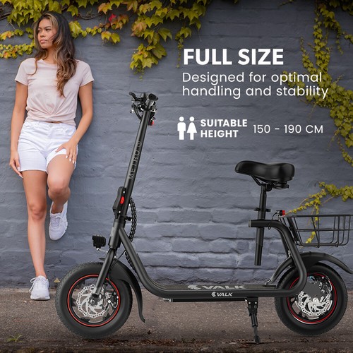 VALK Electric Scooter with Seat Foldable eScooter Adults Motorised Commuter - Picture 2 of 12