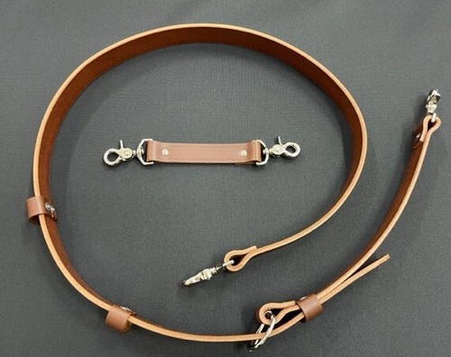 1.5" Wide Firefighter Leather Radio Strap Set Sav-A-Jake - Brown Regular Length - Picture 3 of 4