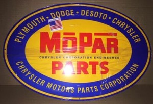 Huge Oval Mopar Sign.  Heavy Steel Sign with Nice Colors and Shine - 16" x 24"