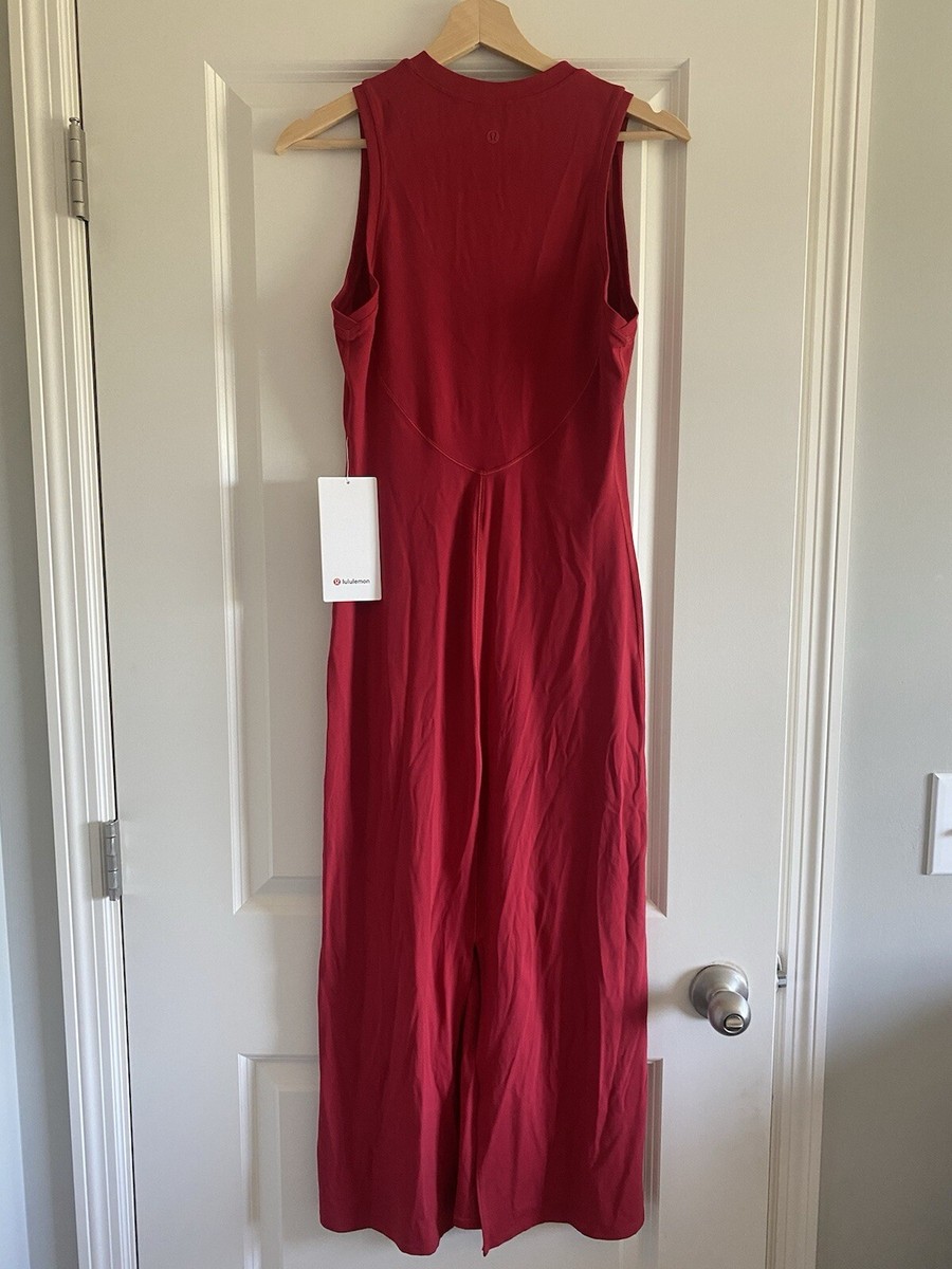 all aligned midi dress red NWT Lululemon All Aligned Midi Dress Dark Red DKRD Size : 8