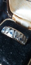 Anello antico vintage anni 40 zaffiri argento 925/oro 9 ct misura UK N US 6 3/4