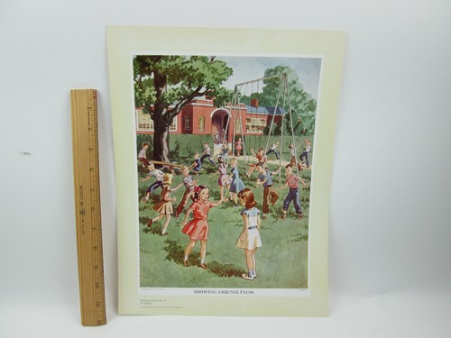 Vintage Church Religious Teaching Bible Art Print Showing Friendliness McRae - Picture 4 of 5