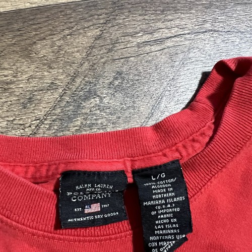Polo Jeans Ralph Lauren Shirt Mens L Large Vintage 90s Tee Red Spellout Logo - Picture 3 of 11