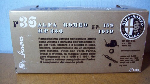 1/43 BRUMM R36 ALFA ROMEO HP350 GP 158 1950 #25 - Picture 2 of 6