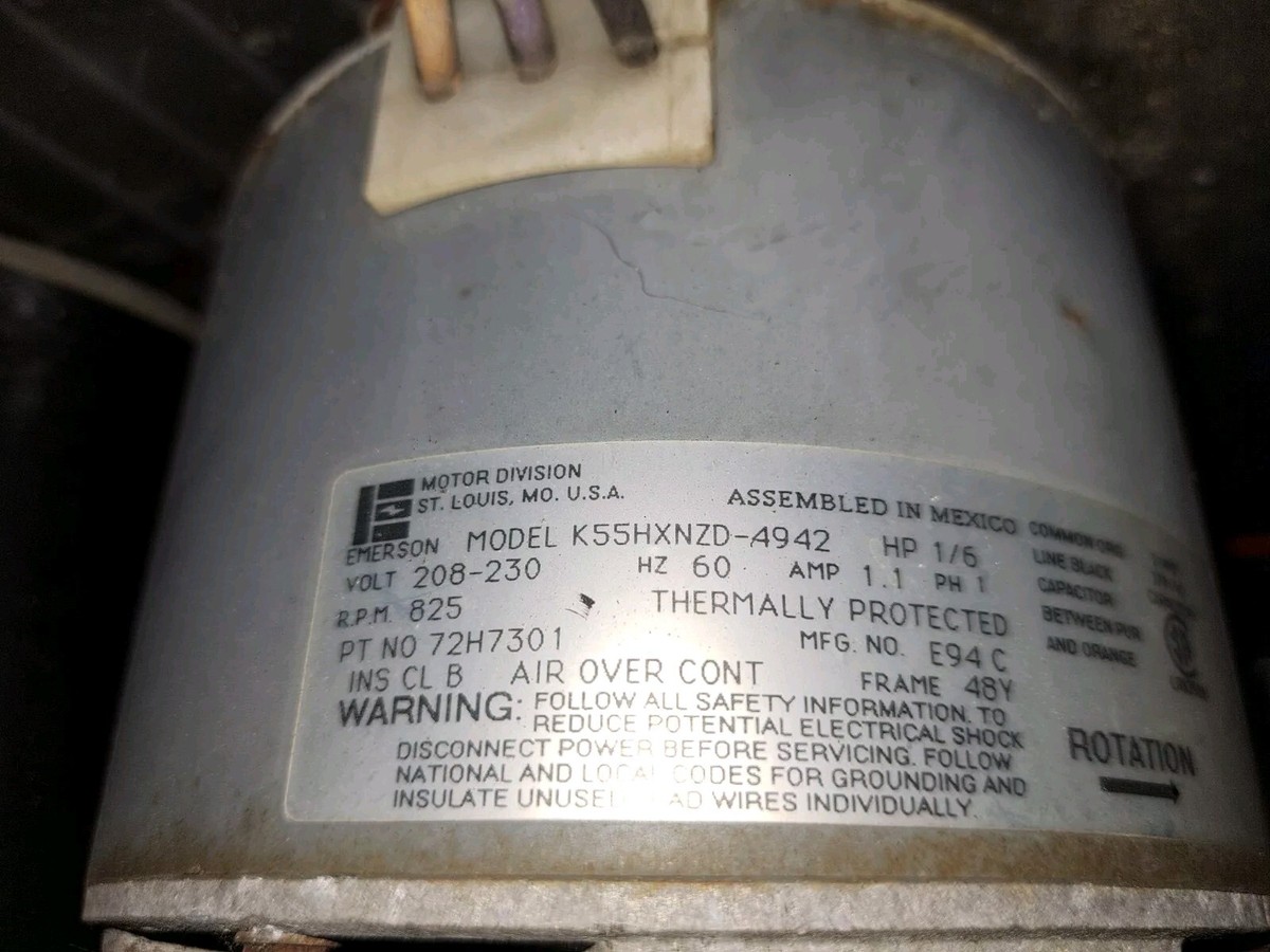 K55HXNZD-4942 Lennox p/n: 72H7301, 825rpm, 1/6hp, 208-230V