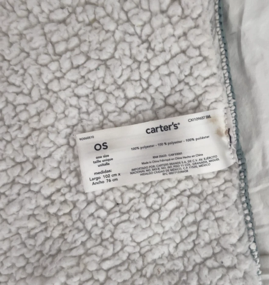 Carter's Green Blue Dinosaur Blanket White Sherpa Plush Lovey Stegosaurus - Image 3 of 3