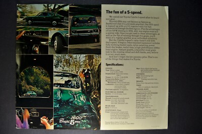 1973 Toyota Corolla 1600 5-Speed Coupe Brochure Sheet Nice