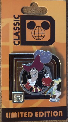 Disney WDW - 2011 Classic D Collection Pin LE 1000 - Captain Hook & Tinker Bell