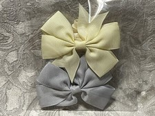 Adorable Hair Bow Grosgrain Ribbon Girl Baby Toddler Elastic Headband Set Of 2