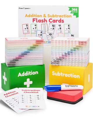 Addition and Subtraction Flash Cards 1st 2nd 3rd 4th Grade   366 Math Flashcards