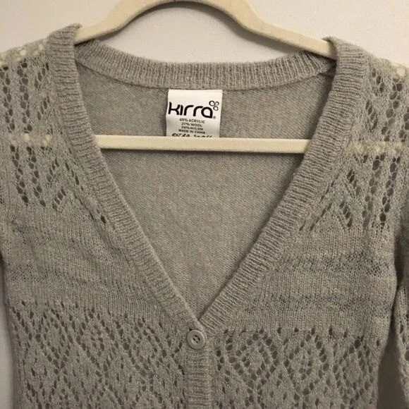 Cárdigan suéter para mujer gris Kirra mezcla de lana con botones talla XS Foto 2 de 4