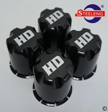 Golf Cart UTV ATV Wheel Rim 'HD' Black Center Caps (Set of 4)