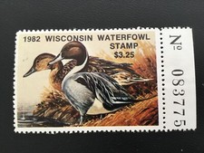 ICOLLECTZONE  US 1982  Wisconsin  WI5 Plate # Single Duck Stamp VF NH
