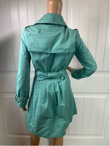 Lauran Conrad Women's Trench Coat Sz 2 Green Button Down Belted Preppy Corpgore - Picture 16 of 20