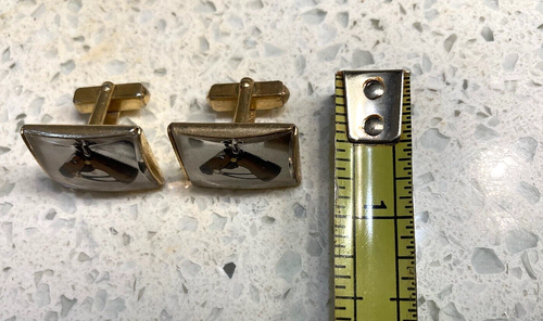 2 VTG CUFFLINKS PLUS 1 TIE CLIP BAR GOLD TONE HORSE HEAD ANSON - Picture 6 of 13