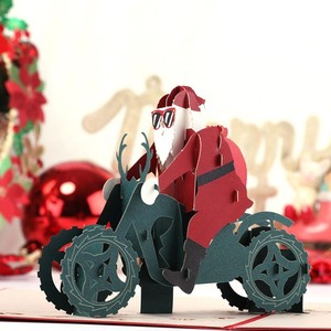 Moto 3d Di Natale Babbo Natale Su Biglietto D Auguri Regali Di Natale Festa Ebay