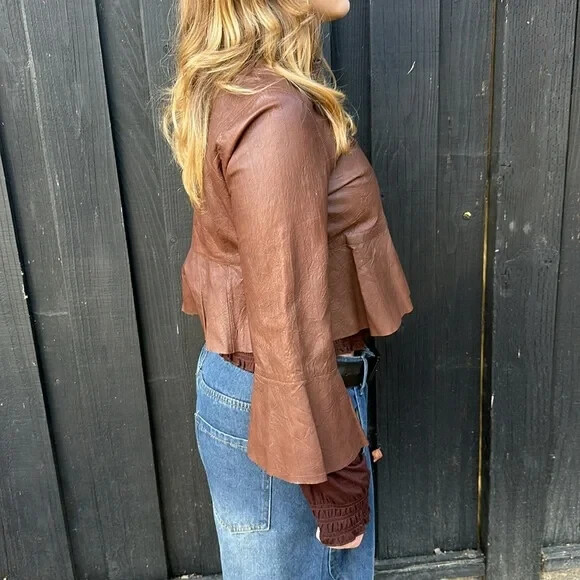 BCBGeneration medium brown leather cropped bell s… - image 5