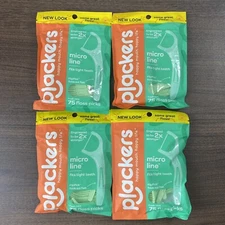 Plackers Micro Mint Dental Floss Tooth Picks Plastic Oral Teeth Flossers 4 Pack