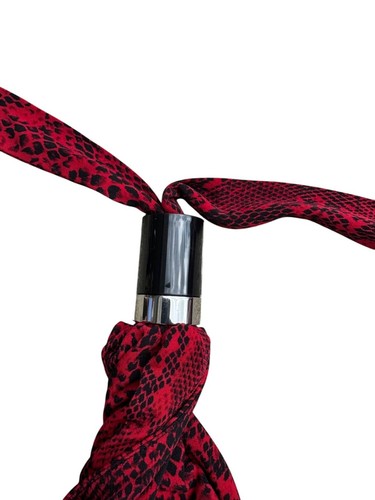 Michael Kors XL Red & Black Snake Print Halter Maxi Dress With Tie Detail - Picture 7 of 7