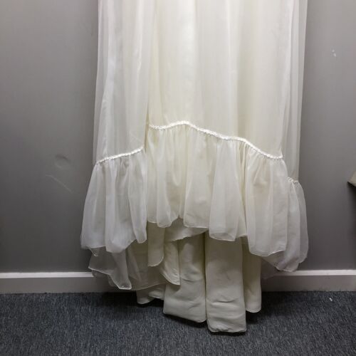 Vintage Wedding Dress Ivory 1970s Maxi High Neck Sheer Sleeves Cottagecore UK 10 - Picture 3 of 24