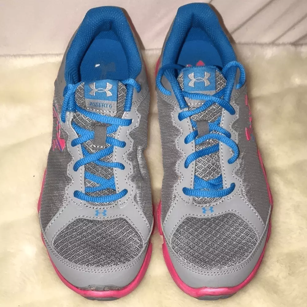 Under Armour 035 Flight Kid s Shoes Blue Gray Pink Size 6.5Y