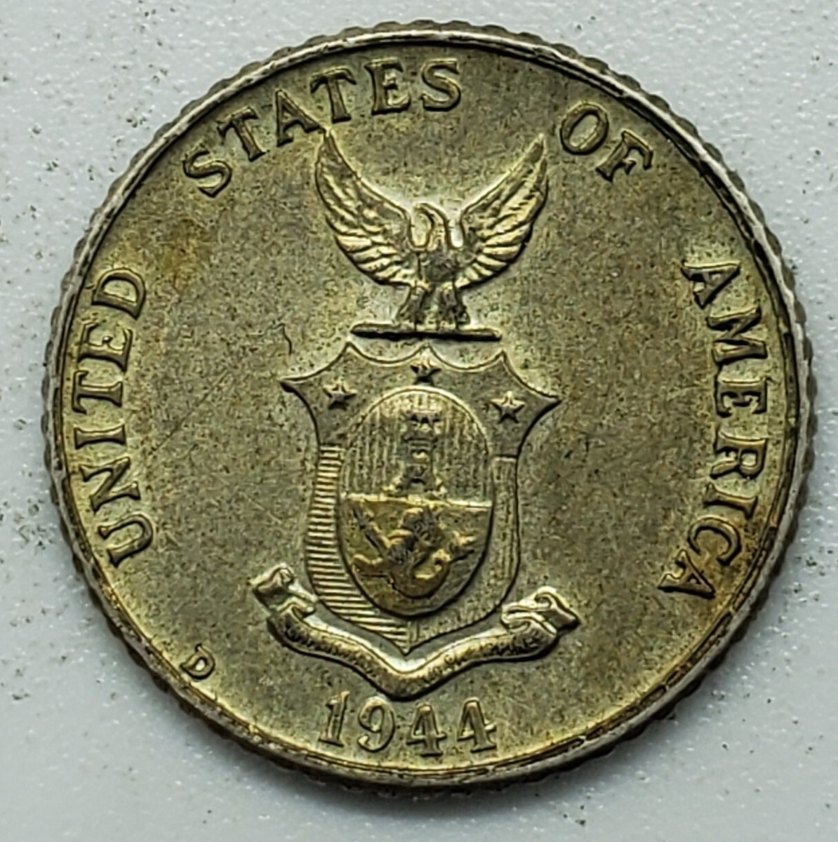 1945年、1944年　コインブレスレット Dマーク　10センタボ　フィリピン 1945年、1944年 コインブレスレット Dマーク 10センタボ