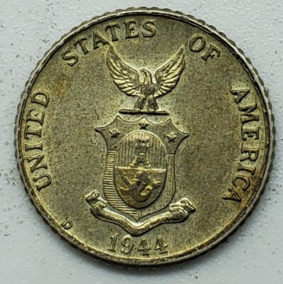 1944 D Ten Centavos Filipinas Phillipines United States of