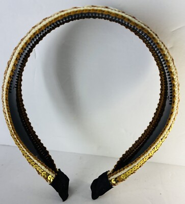 Beaded Fabric Headband - Pearls Sequins Trim Hair Accessory  display picture 3