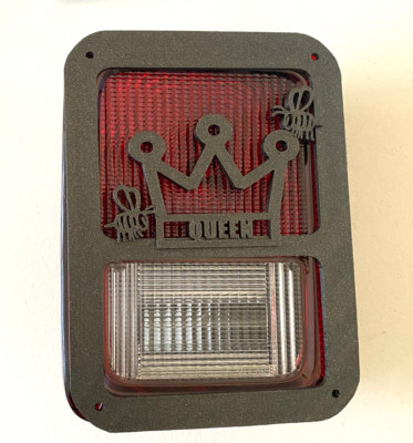 Queen Bee w Crown in 3D - BLK For Jeep Wrangler JK/JKU Rear Tail Light Covers 