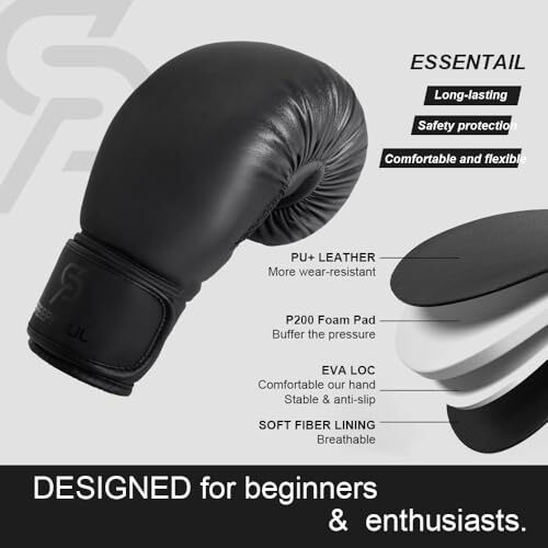 SAEEPABUL S200 Essential Boxing Gloves for Men and Women Suitable 10oz Black - Bild 3 von 8
