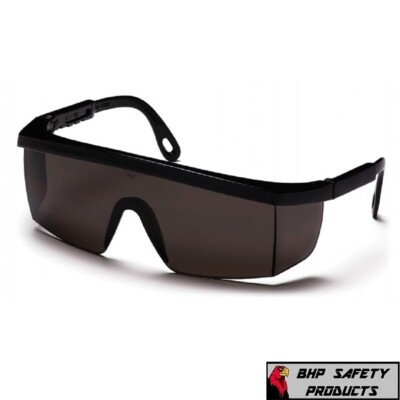 12 PAIR PACK Protective Safety Glasses Grey Lens Adjustable Temple Eyewear Work