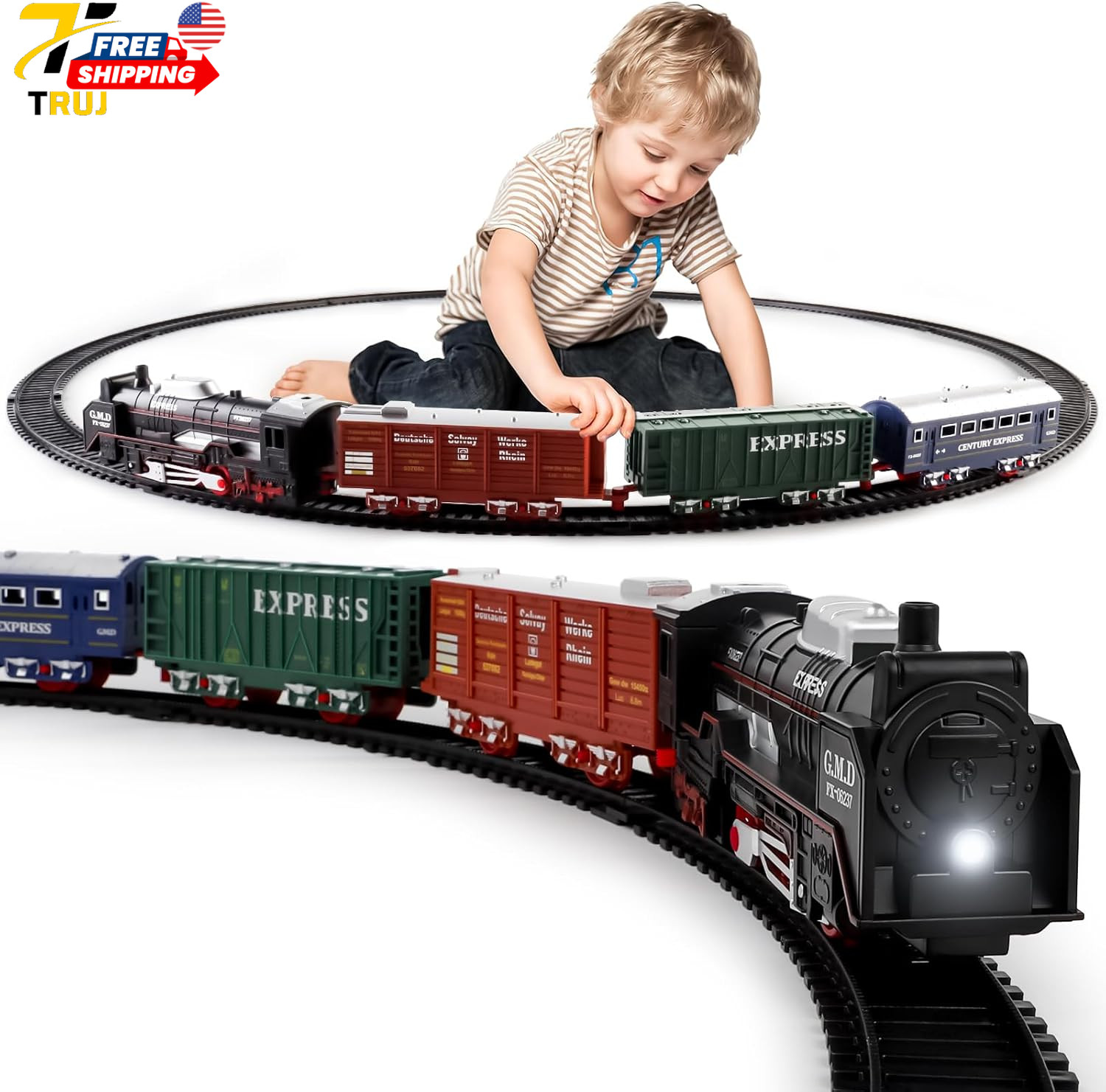 Train Set Toy for Kids Locomotive Engine Battery Powered Railway XT-12 deAO