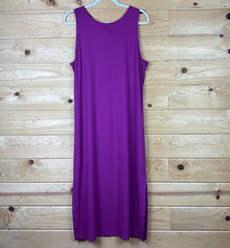 LOFT Purple Sleeveless Ribbed Maxi Dress Cutout Back Summer Beach Vacay Large