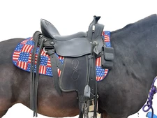 Patriotic US Flag Patchwork 4th July Custom Saddle Pad Blanket Western English