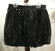 Girl's Sequin Skirt Cherokee Black Bubble Shiny Lining Size Medium 7/8 Party